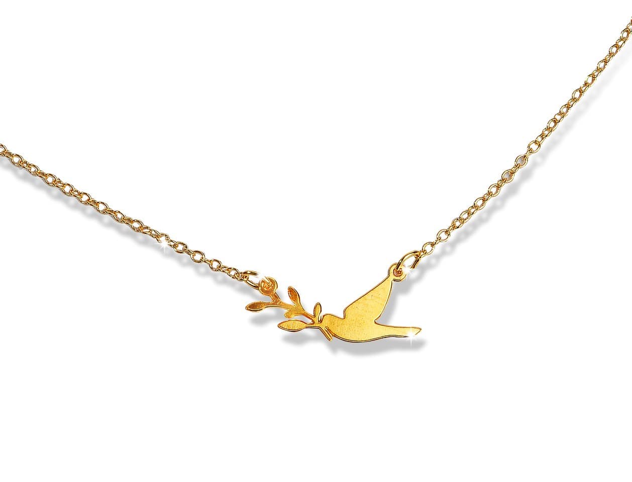 Collier verguld hanger duif met olijftakje