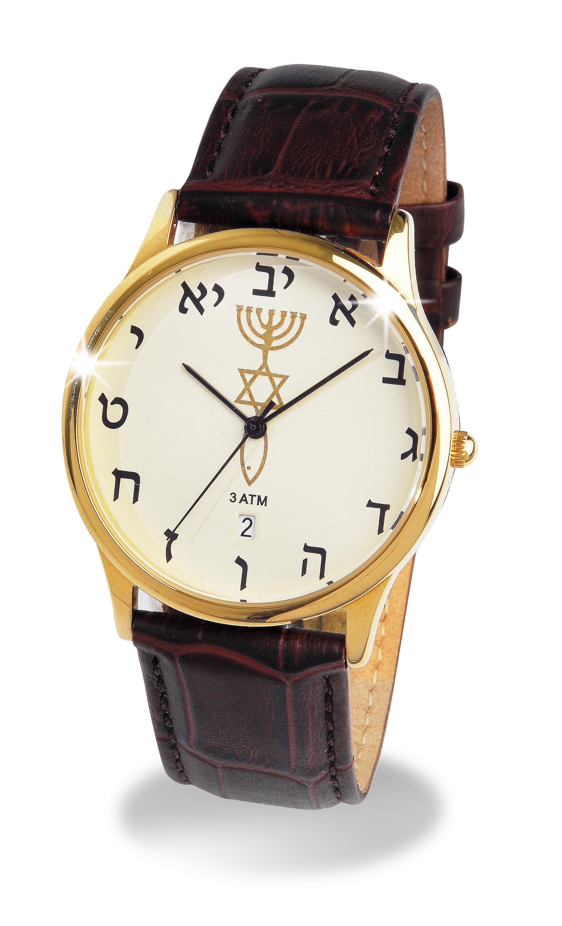 Goudkleurig horloge met leren band