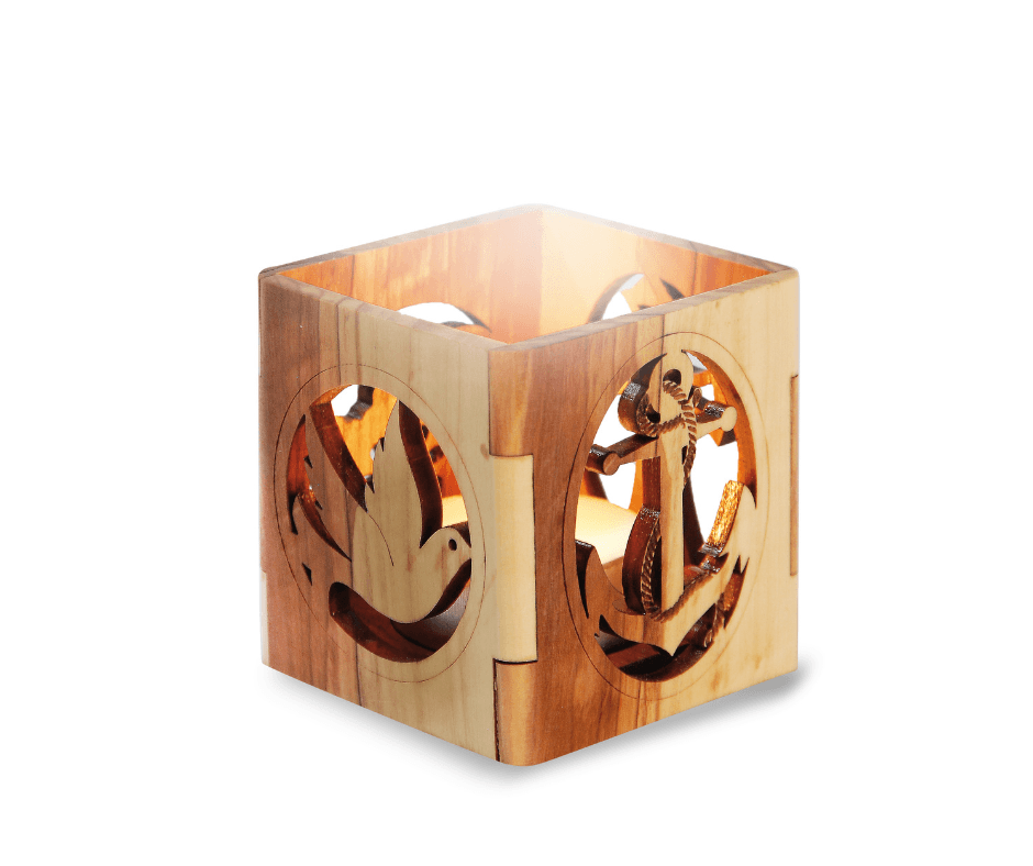 Olijfhouten Waxinelichtjeshouder